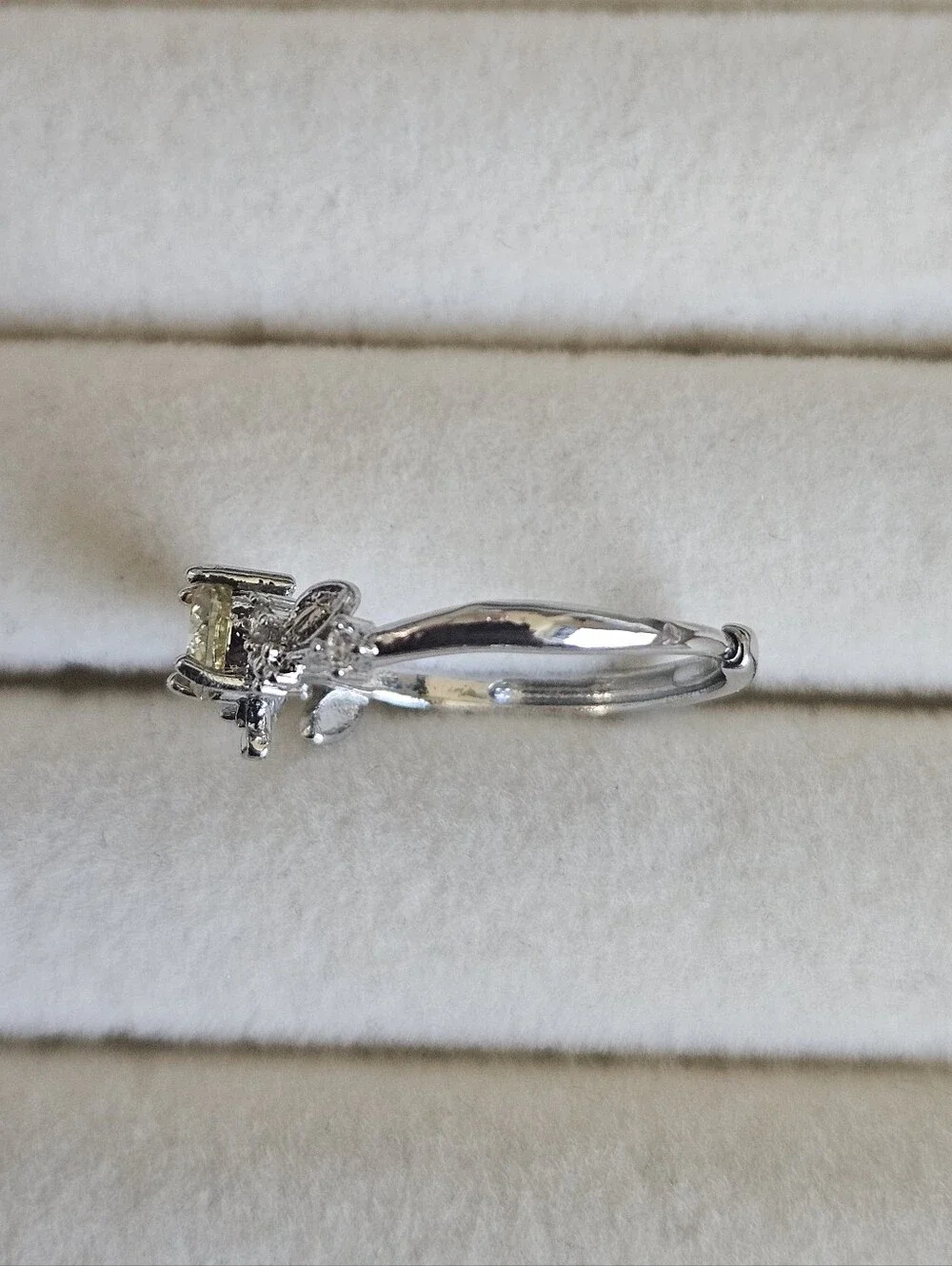 Yellow Round Cut Moissanite Floral Vine Style Ring